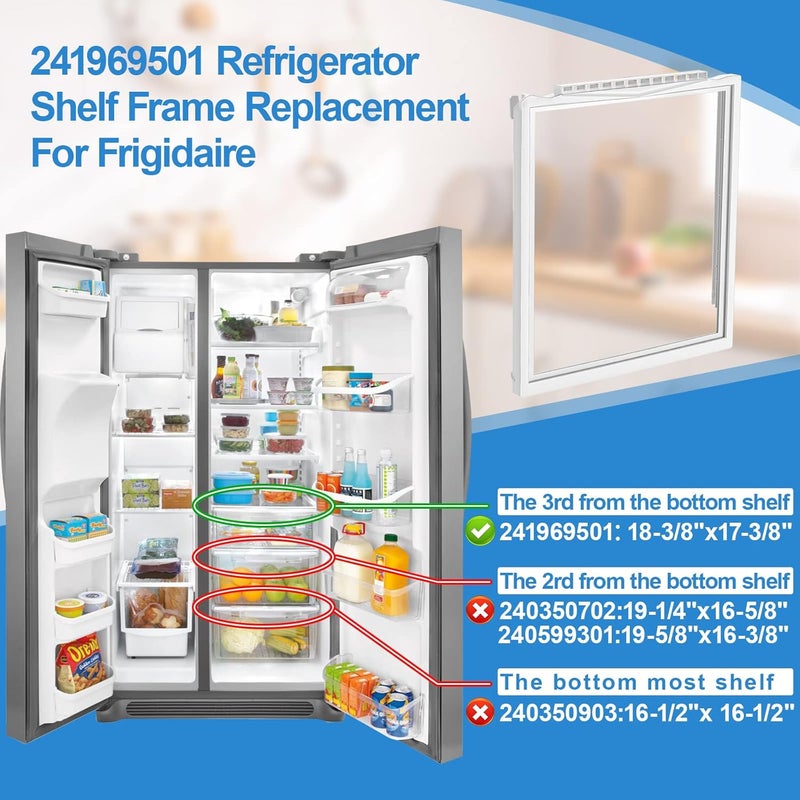 Alvar Upgraded 241969501 Shelf Frame without Glass Refrigerator Compatible with Frigidaire Shelf Replacement Parts Frigidaire Gallery Shelf Replacement LFSS2612TF0 FGHS2631PF4A FFSS2615TS0 Drawer Shelves - Image 2